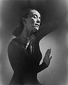 Martha Graham pictured in black and white