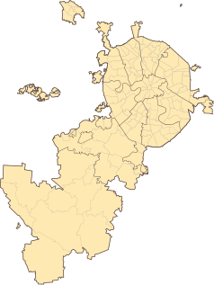 Mapa konturowa Moskwy, u góry po prawej znajduje się punkt z opisem „Łukoil”