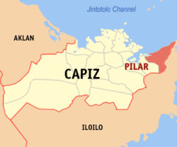 Map of Capiz with Pilar highlighted