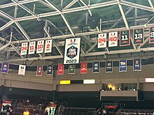 The Miami Hurricanes Men's Basketball team's 2023 NCAA Tournament Final Four Banner
