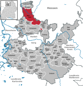 Poziția localității Weinheim