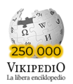 The Esperanto Wikipedia's 250K commemorative logo. (September 2018)