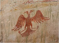 The Albanian double headed eagle painted in the walls during the medieval times.