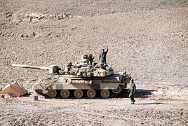 Photo d’un AMX-30 durant la guerre du Golfe en 1991.