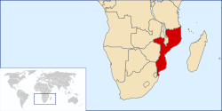 Португальської Східної Африка: історичні кордони на карті