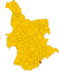 Locatie van Baradili in Oristano (OR)