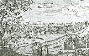 Новгород на гравюрі Адама Олеарія, середина XVIII століття