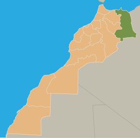 Harta regiunii Oriental în cadrul Marocului