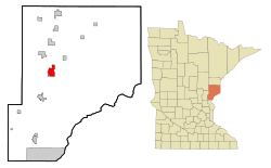 Location of Sandstone within Pine County, Minnesota