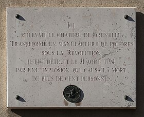 Plaque en hommage au château de Grenelle, 18 place Dupleix (Paris).