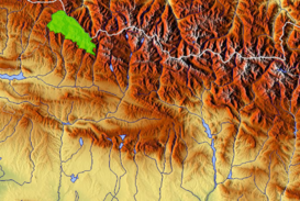 Localización de la depresión. El área marcada en verde es el parque natural de los Valles Occidentales
