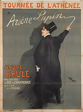 Affiche d'Henri-Edmond Rudaux pour la pièce interprétée par André Brulé au théâtre de l'Athénée, 1909.