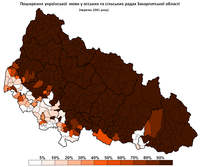 Украинский язык в Закарпатской области согласно переписи 2001 года.
