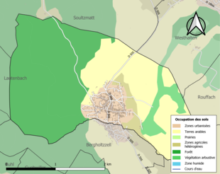 Carte en couleurs présentant l'occupation des sols.