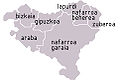 Els set territoris històrics del País Basc amb els seus noms bascos