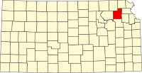 Map of Kansas highlighting Jackson County