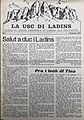 Prěnja strona prěnjeho wudaća tydźenika La Usc di Ladins z lěta 1972