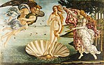 『ヴィーナスの誕生』 サンドロ・ボッティチェッリ 1485頃 画布、テンペラ 172 x 278 cm ウフィツィ美術館