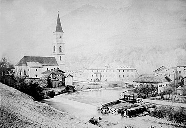 Baufällige Pfarrkirche kurz vor ihrem Abriss 1869.