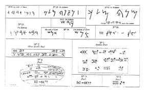 1856 sketch of the inscriptions from Lions 9-15 and Ducks 1-5