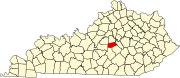 Harta statului Kentucky indicând comitatul Boyle