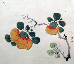 Persimmons (as file says) or tangerines (as image is labeled in article on artist)? Either way, a lovely print by Hu Zhengyan. 1633.