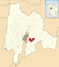 Location of the municipality and town inside Cundinamarca Department of Colombia