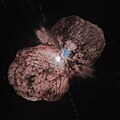 Da Homunkulisnewö und in da Middn da (LBV) Eta Carinae (Des Büdl hod des Hubbleteleskop gmocht)