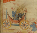 Giuseppe su un'amaca su ruote (Esateuco, XI secolo)[57].