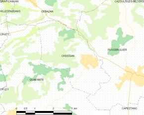 Poziția localității Creissan