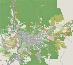 Mapa konturowa Ułan Ude, blisko centrum po lewej na dole znajduje się punkt z opisem „Ułan Ude”