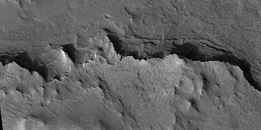 Close view of layered features, as seen by HiRISE under HiWish program