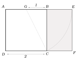 Euclides obtiene el rectángulo áureo AEFD a partir del cuadrado ABCD. El rectángulo BEFC es asimismo áureo.