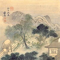 Outdoor scene, painted by Jeong Seon or Gyeomjae (1676–1759), famous painter during the Joseon Dynasty, Korea. c. 1742