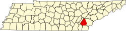 Karte von McMinn County innerhalb von Tennessee