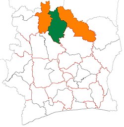 Location of Poro Region (green) in Ivory Coast and in Savanes District