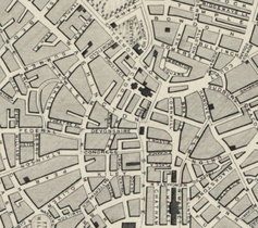 Detail of 1838 map of Boston, showing Pemberton Square