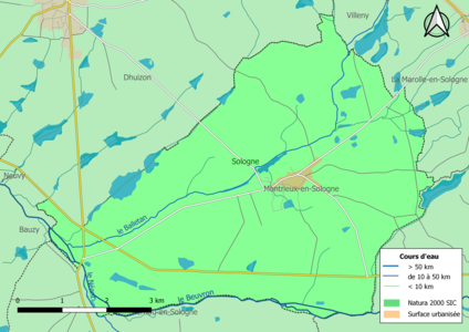 Carte de la zone Natura 2000 de type SIC localisée sur la commune.