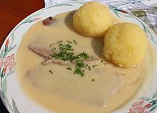 Beef with horseradishsauce with dumplings