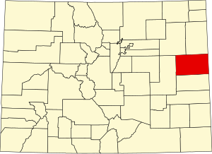 Map of Colorado highlighting Kit Carson County