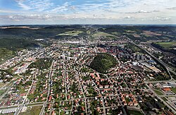 Letecký pohled na Beroun od jihozápadu.