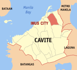 Bản đồ Cavite với vị trí của Imus.