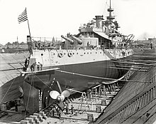 Oregon seen from behind in drydock