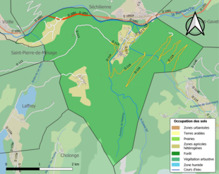 Carte en couleurs présentant l'occupation des sols.