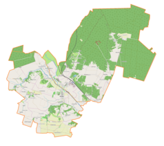 Mapa konturowa gminy Kunów, po lewej znajduje się punkt z opisem „Nietulisko Górne”