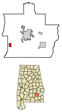 Location of Goshen in Pike County, Alabama.