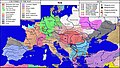 First Bulgarian Empire (681–1018 AD) and Byzantine Empire (286/395–1453 AD) in 934 AD.