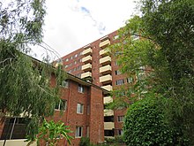 10 storey brick apartment building