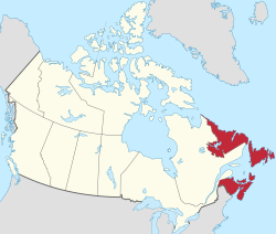 红色部分为加拿大大西洋省份