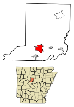 Location of Morrilton in Conway County, Arkansas.